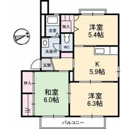 浜田 徒歩3分 2階の物件間取画像